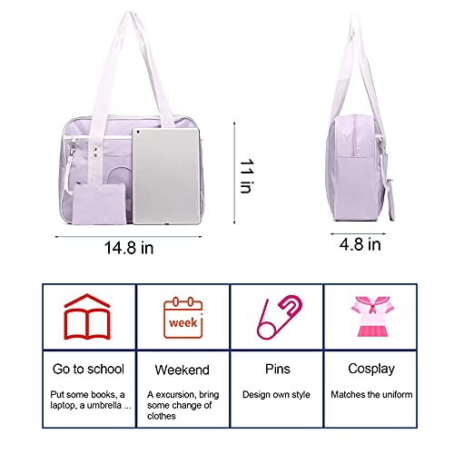 STEAMEDBUN Kawaii Ita Bag Japanese School Bag Cute Tote Bag Large Shoulder Anime Heart Purse - Image 4