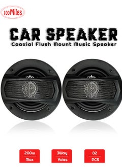 100Miles Car Speaker 3-Way Speaker 20W 200W Speaker 100mm 4 Coaxial Flush Mount Music Speaker 2 Pcs Set 100 Miles -2187  - Image 1