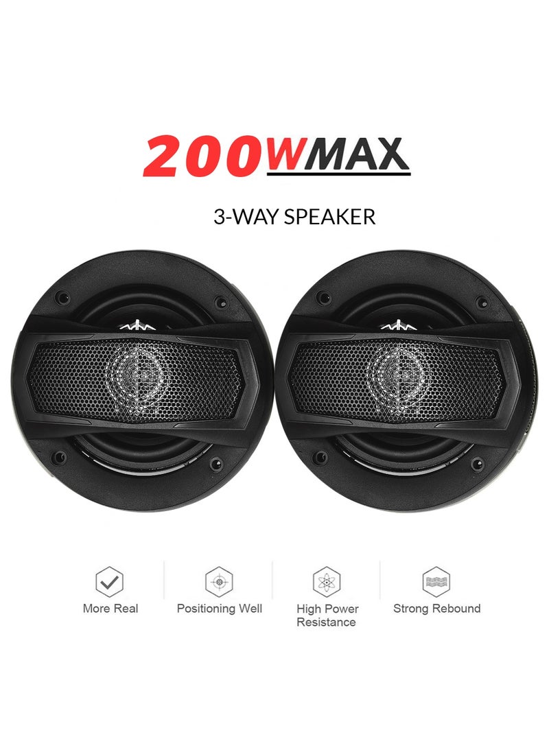 100Miles - Car Speaker 3-Way Speaker 20W 200W Speaker 100mm 4 Coaxial Flush Mount Music Speaker 2 Pcs Set 100 Miles -2187 - Image 1