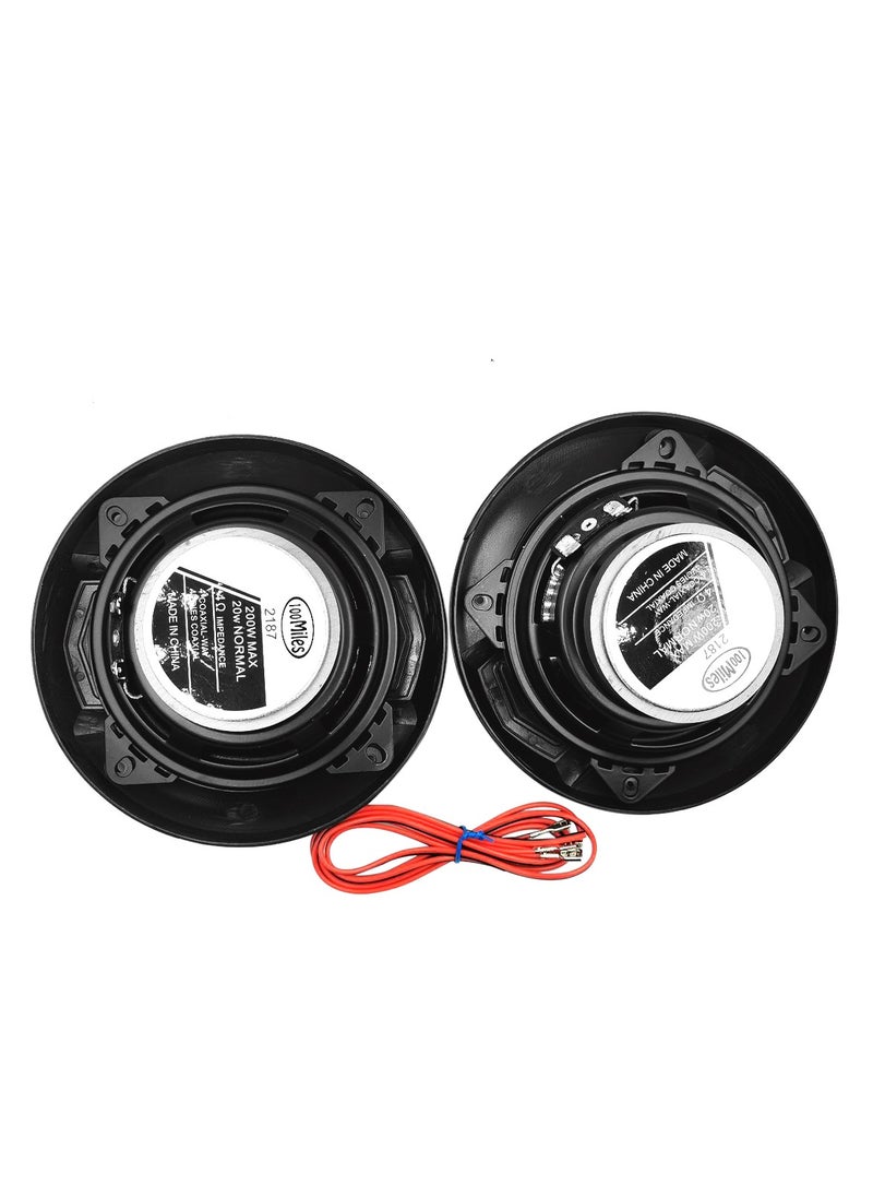 100Miles - Car Speaker 3-Way Speaker 20W 200W Speaker 100mm 4 Coaxial Flush Mount Music Speaker 2 Pcs Set 100 Miles -2187 - Image 1