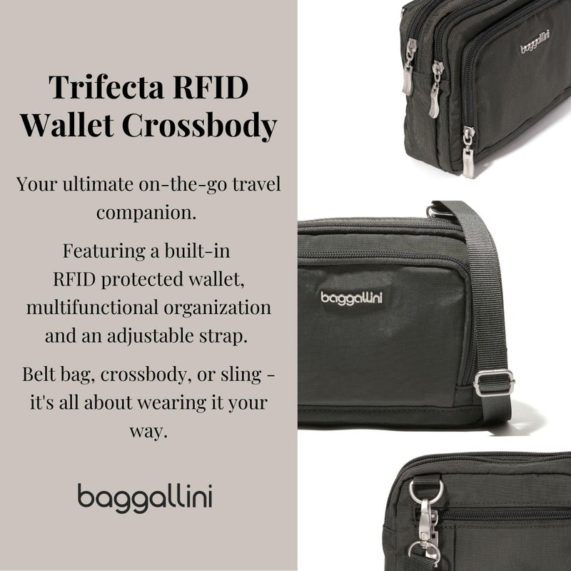 Baggallini Trifecta RFID Wallet Crossbody - 8"x6" Crossbody Bag for Women Convertible Fanny Pack Belt Bag - Image 2