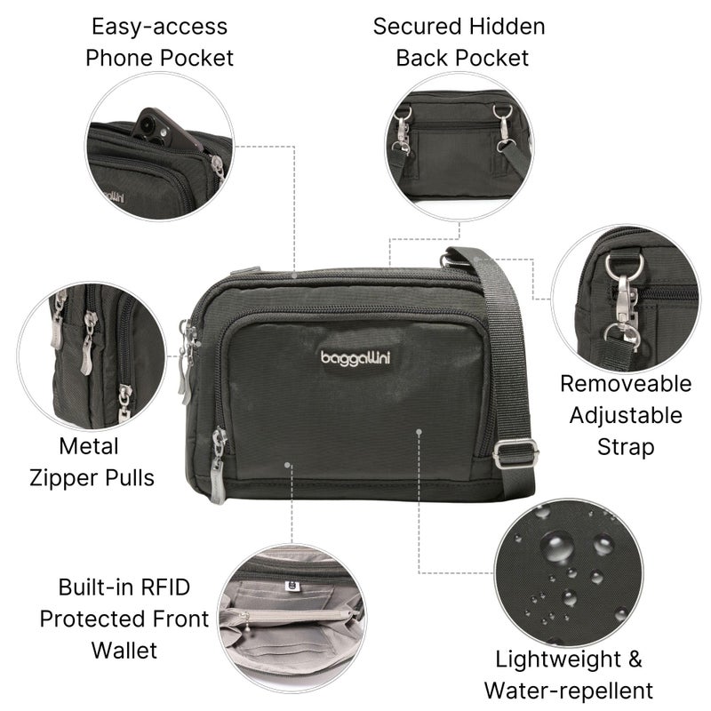 Baggallini Trifecta RFID Wallet Crossbody - 8"x6" Crossbody Bag for Women Convertible Fanny Pack Belt Bag - Image 3