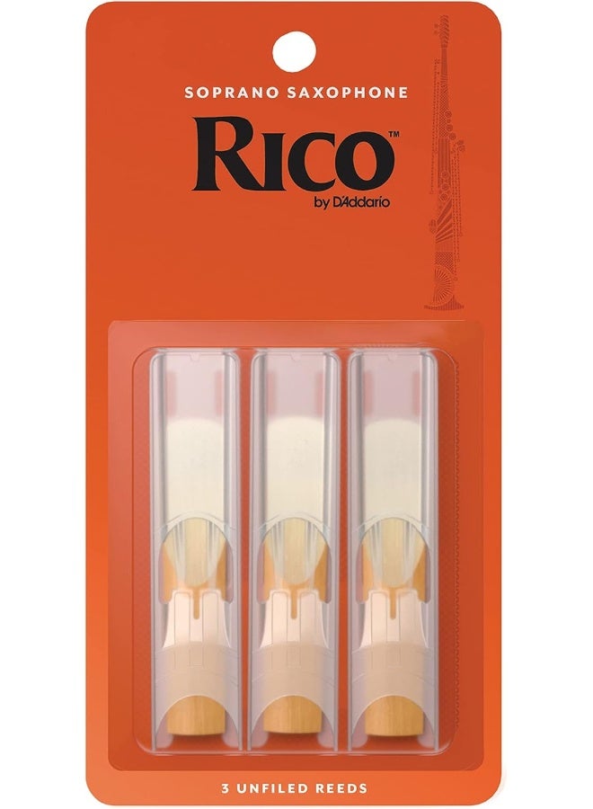D'Addario Rico by D'Addario Soprano Sax Reeds, Strength 3, 3-Pack - Image 1