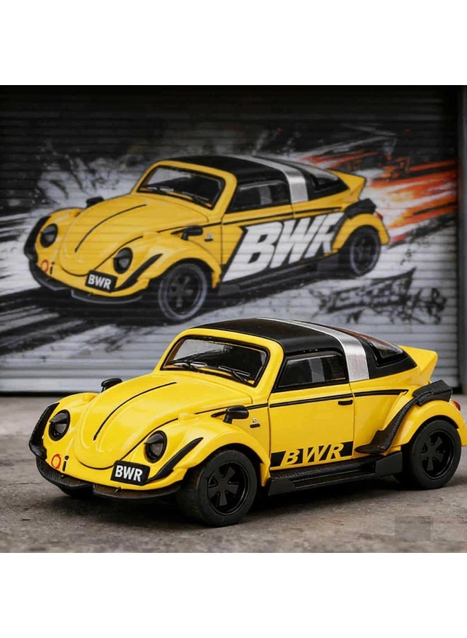 1:32 Scale Classic Beetle Model Car Rear Pull Back Partial Lights Up Collectible Toy for Kids - Image 1