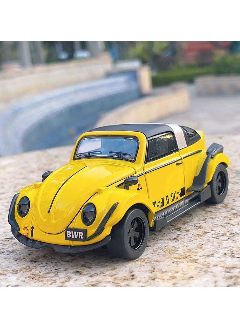 1:32 Scale Classic Beetle Model Car Rear Pull Back Partial Lights Up Collectible Toy for Kids - Image 2