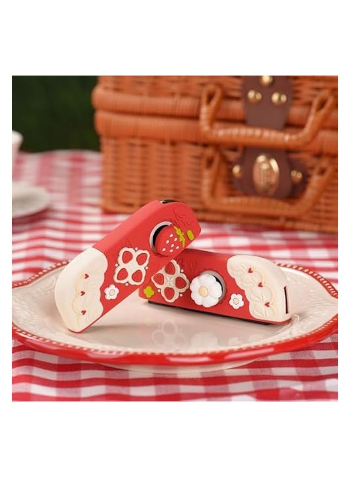 بروماس حافظة واقية لجهاز Switch OLED رفيع الغطاء متوافق مع نينتندو سويتش OLED غلاف حماية من السيليكون الناعم القابل للفصل لجهاز Joy Con مع غطاءين لمقبض الإبهام - فراولة الربيع الخاصة - Image 4