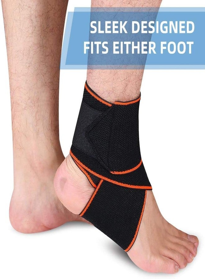 UROCK Ankle Brace, Ankle Compression Sleeve with Adjustable Strap Ankle Support for Sprained Ankle, Achilles Tendon, Plantar Fasciitis & Sports (Orange) (One Size, 1) - Image 2