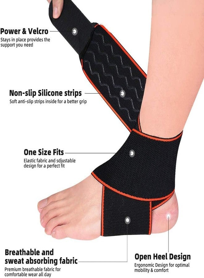 UROCK Ankle Brace, Ankle Compression Sleeve with Adjustable Strap Ankle Support for Sprained Ankle, Achilles Tendon, Plantar Fasciitis & Sports (Orange) (One Size, 1) - Image 3