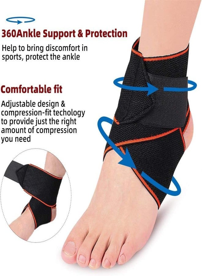UROCK Ankle Brace, Ankle Compression Sleeve with Adjustable Strap Ankle Support for Sprained Ankle, Achilles Tendon, Plantar Fasciitis & Sports (Orange) (One Size, 1) - Image 5