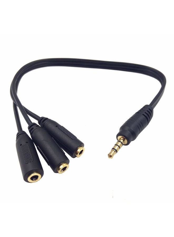 Haokiang 9 Inch 3.5mm (1/8") TRRS Male Plug to 3X Female Stereo Splitter Audio Cable, Gold-Plated(35M/3F) - Image 1