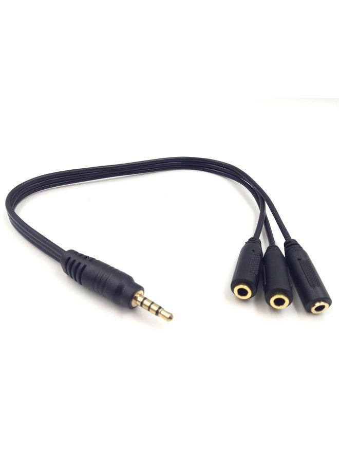 Haokiang 9 Inch 3.5mm (1/8") TRRS Male Plug to 3X Female Stereo Splitter Audio Cable, Gold-Plated(35M/3F) - Image 3