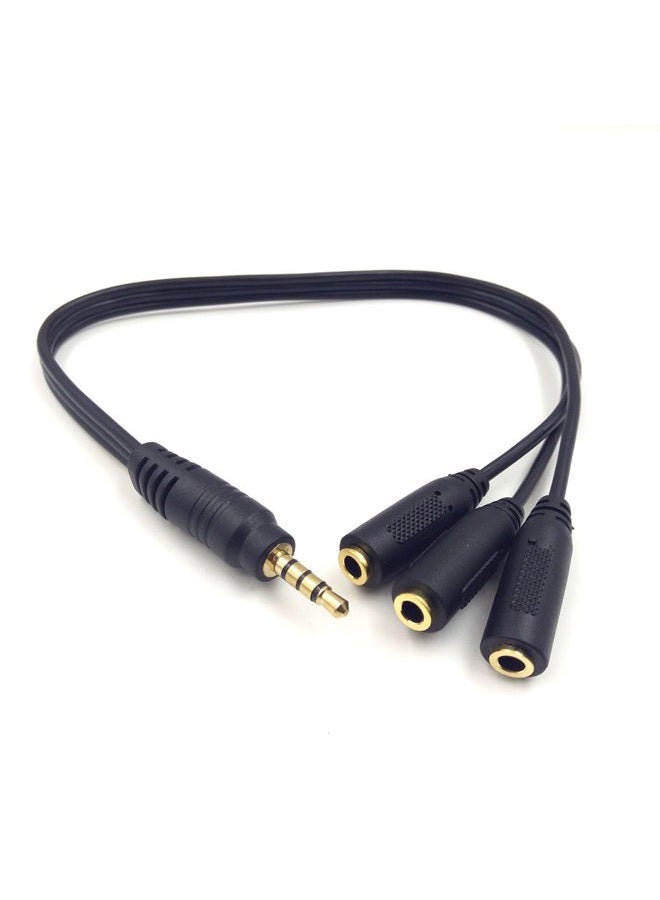 Haokiang 9 Inch 3.5mm (1/8") TRRS Male Plug to 3X Female Stereo Splitter Audio Cable, Gold-Plated(35M/3F) - Image 2