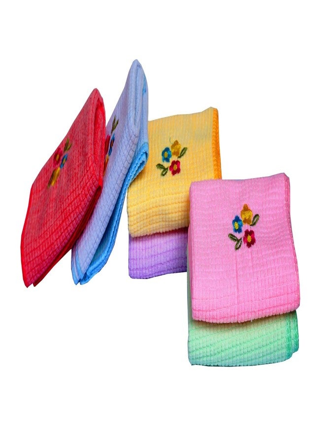Space Fly Attractive Embroidery, Girls & Women Good Look Cotton & Very Soft Hanky, Face Towels, Handkerchiefs, Set of 5 (Size : 26CM X 26CM) (Multi Color) - Image 2