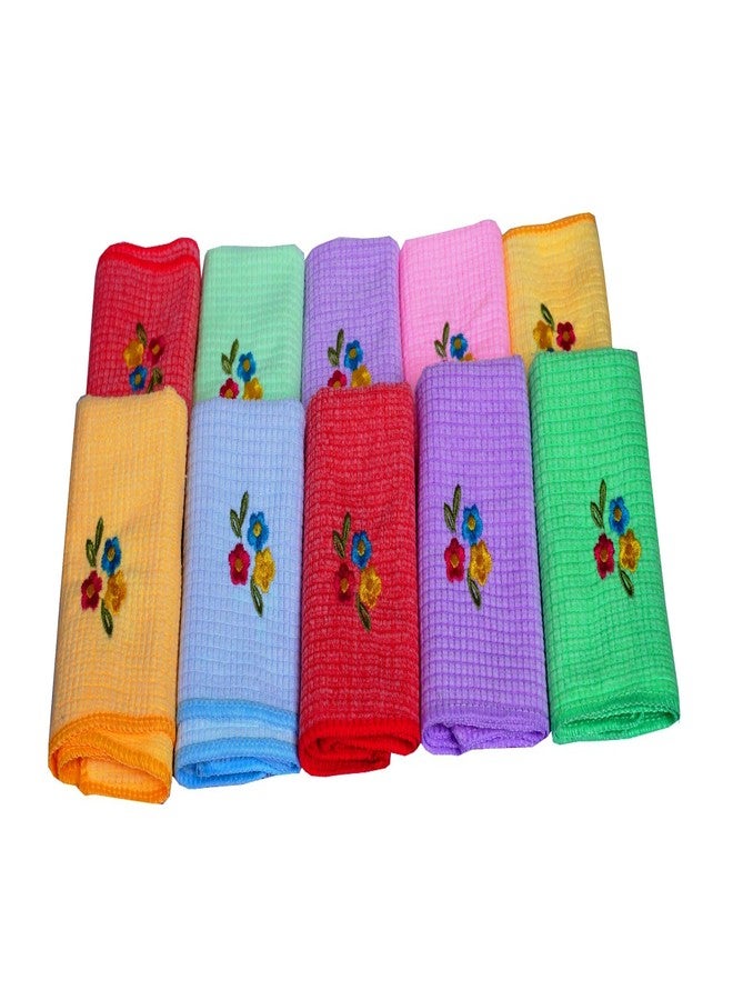 Space Fly Attractive Embroidery, Girls & Women Good Look Cotton & Very Soft Hanky, Face Towels, Handkerchiefs, Set of 5 (Size : 26CM X 26CM) (Multi Color) - Image 3