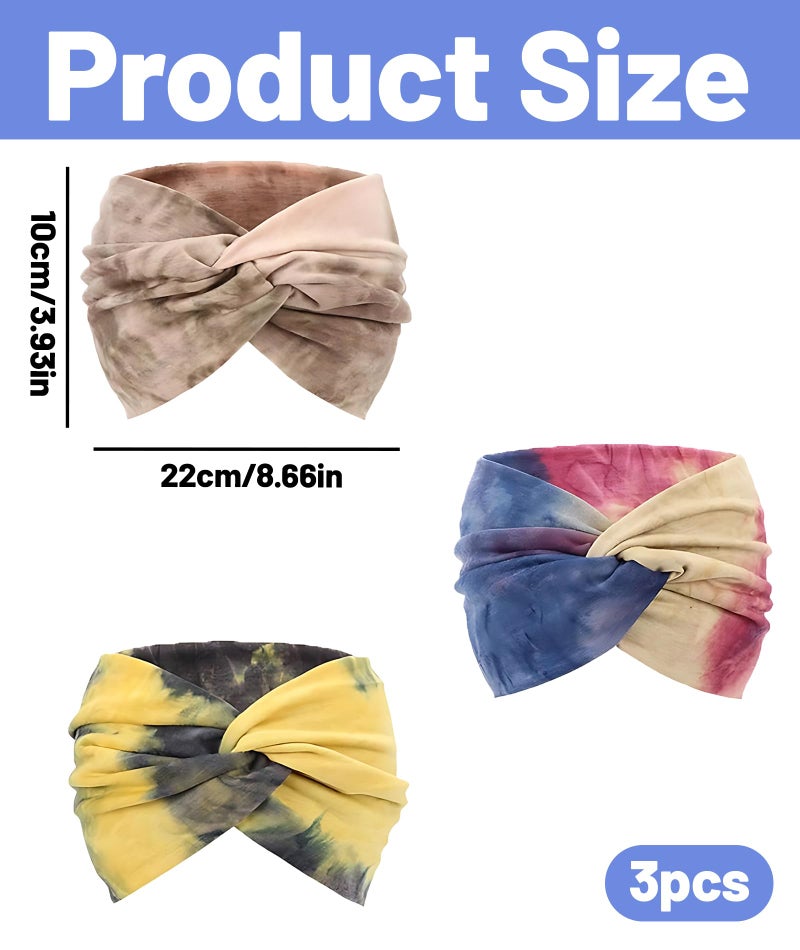 Aeenioy 3PCS Hair Bands for Women, Wide Headband for Women Girls, Stretchy Hair Band for Yoga, Workout, Facial Time, Travel, Beach, Daily Use, Soft and Comfortable Head Scarf - Image 2
