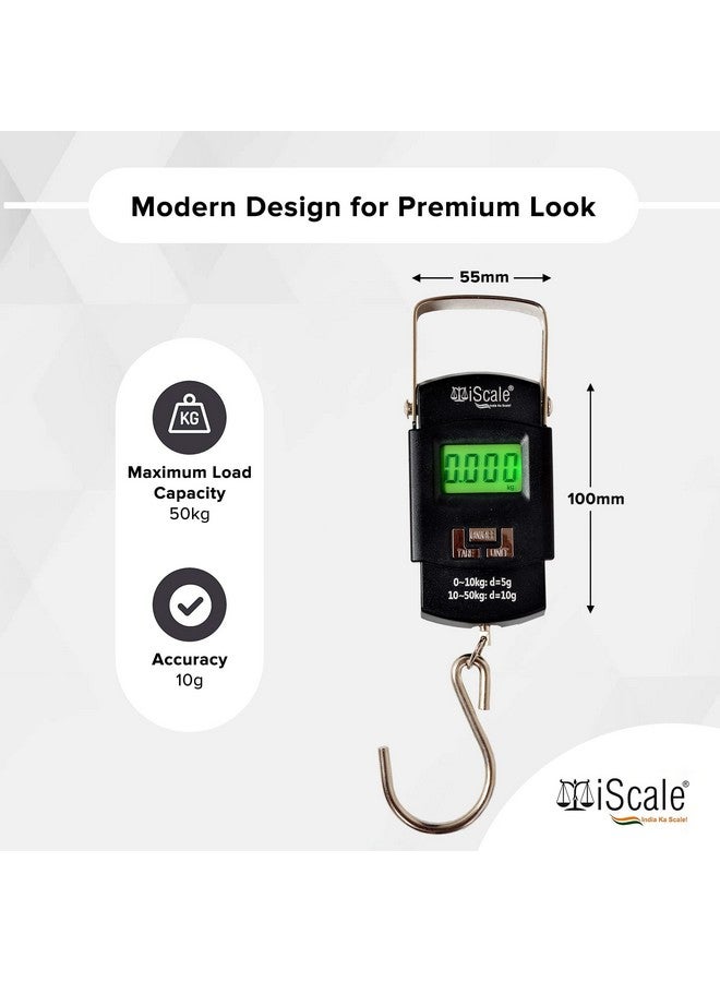 iScale Handy 50kg x 10g Digital Portable Hanging Weighing Scale with Stainless Steel Hook for Luggage, Cylinder, Fishing and Multipurpose Industrial Weighing Use - Image 2