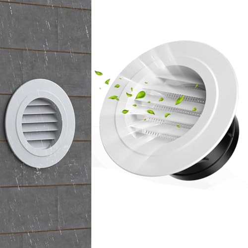 HASTHIP® Circle Cowl Air Vent Grille Cover Ducting - 2.95 Inch Round Exhaust Air Vent Cover with Built-in Fly Screen for Bathroom Kithchen Office Home, White-Taupe - Image 1