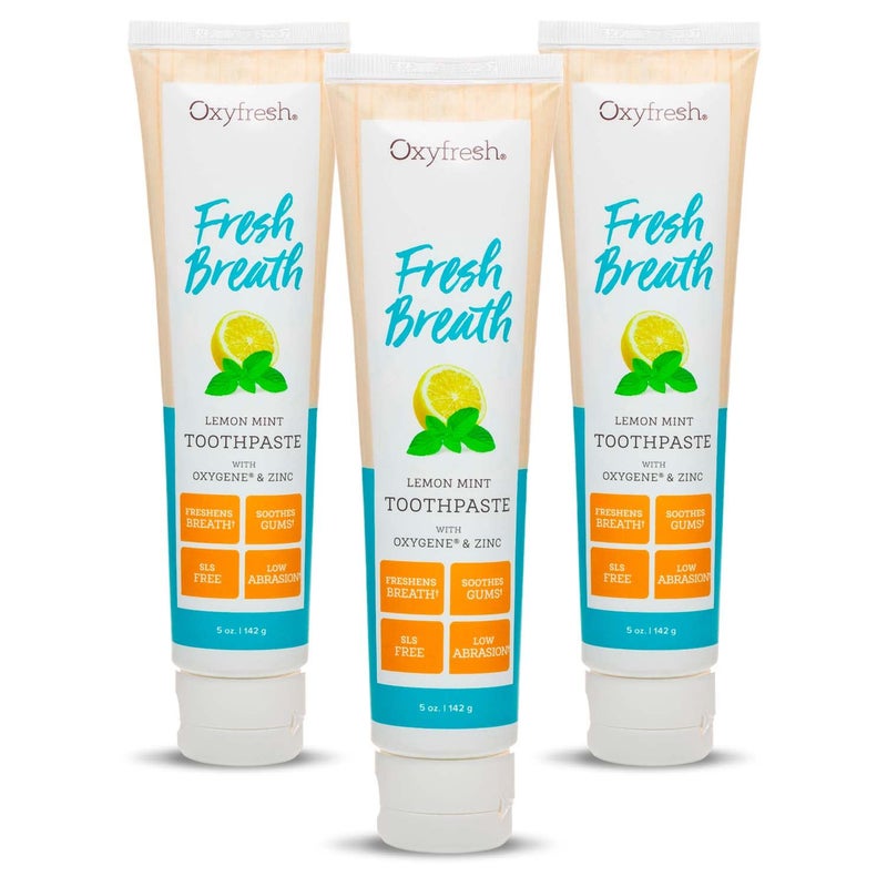 Oxyfresh Maximum Fresh Breath Lemon Mint Toothpaste - Clean Teeth & Fresh Breath - Natural Essential Oils & Natural Xylitol to Help Fight Tartar - SLS & Fluoride Free - 5 oz (Pack of 3) - Image 1