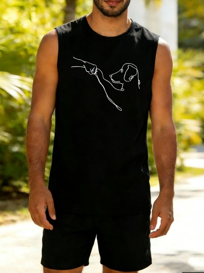 Take Two Men Black Graphic Print Round Neck Tank and Shorts Co-Ords - Image 1