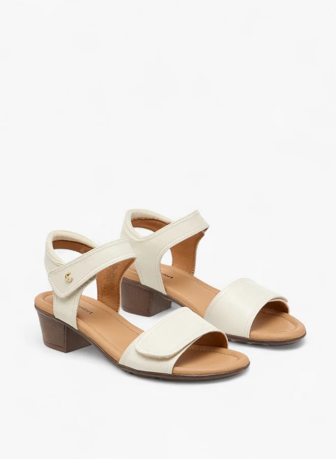 Le Confort Women Solid Block Heel Sandals with Hook and Loop Closure