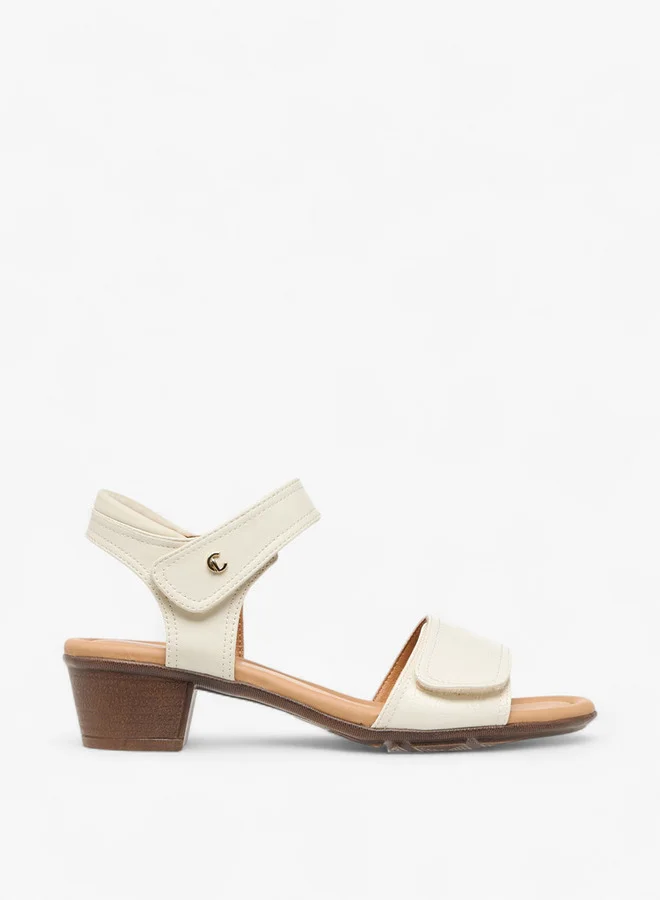 Le Confort Women Solid Block Heel Sandals with Hook and Loop Closure