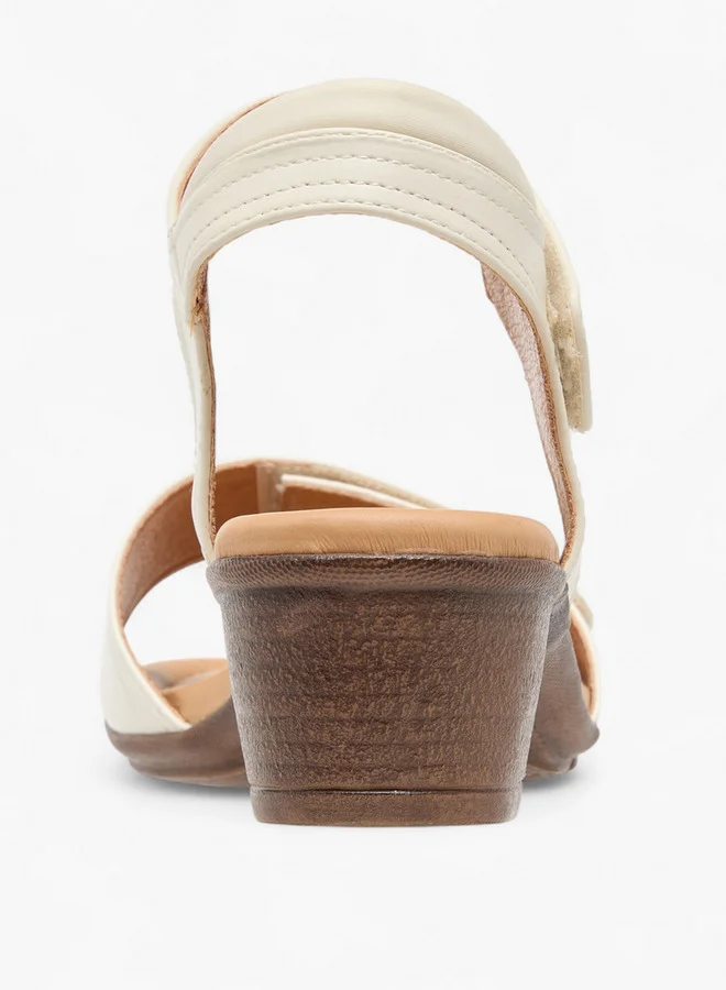 Le Confort Women Solid Block Heel Sandals with Hook and Loop Closure