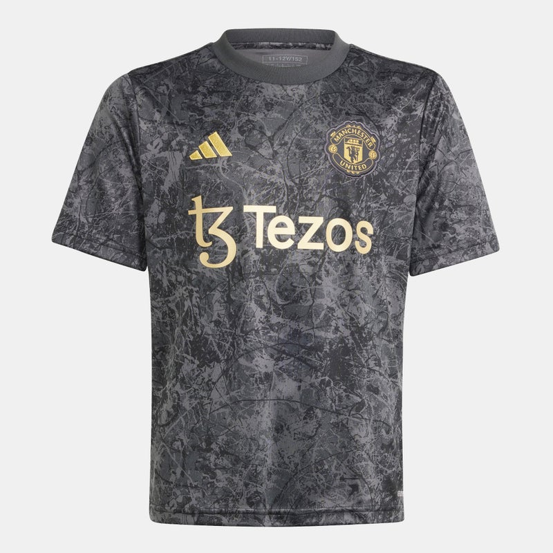 Adidas Kids' Manchester United Stone Roses Pre-Match Football Jersey - Image 1