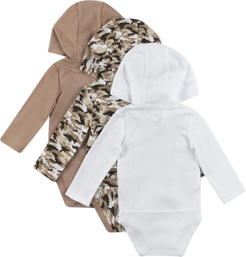 Hanes Baby Bodysuits, Ultimate Baby Flexy Hoodie Infant Bodysuits, 3-Pack - Image 2