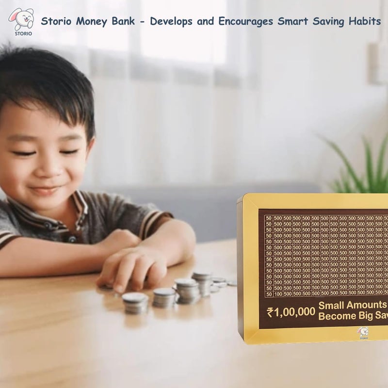 Storio حصالة خشبية مع عداد | بنك المال للأطفال والبالغين | صندوق توفير منحوت، صندوق عملات خشبي، حصالة صغيرة مع عداد رقمي | توفير النقود للاستخدام المنزلي والمكتبي - Image 3