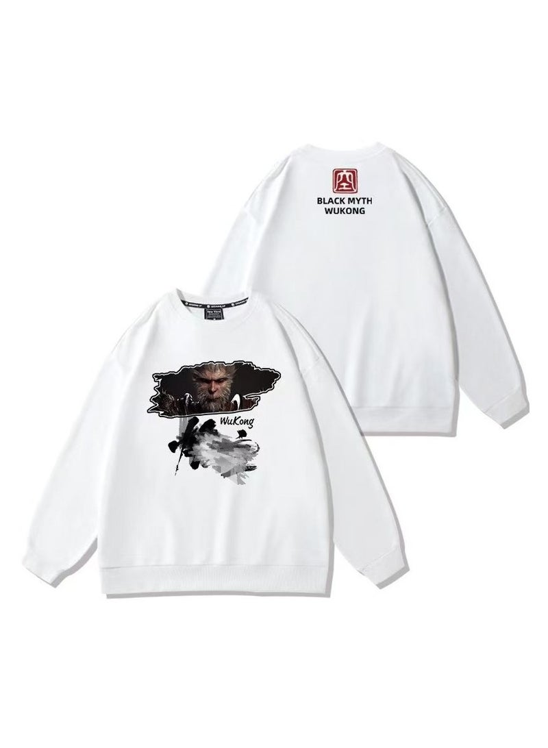MQD Black Mythical Loose Round Neck Hoodie 