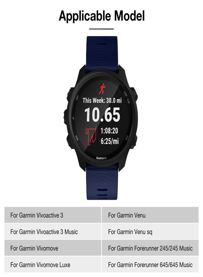 سوار لساعة Garmin Forerunner 245/645 Music، سوار بعرض 20 مم لساعة Garmin Vivoactive 3 Music/Venu/Venu sq (أزرق داكن) - Image 2