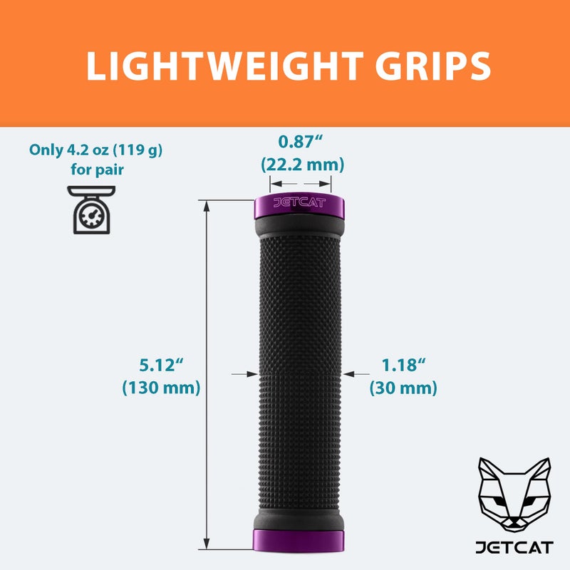 JETCAT Bike Grips, Bike Handlebar Grips, Mountain Bike Grips Handlebar, MTB Grips, Bicycle Grips BMX Grips, Bicycle Handlebar Grips Handles for Adults. Ebike, MTB, Scooter, Lock on, Black/Purple - Image 5