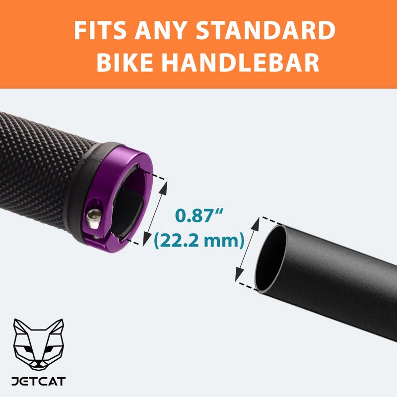 JETCAT Bike Grips, Bike Handlebar Grips, Mountain Bike Grips Handlebar, MTB Grips, Bicycle Grips BMX Grips, Bicycle Handlebar Grips Handles for Adults. Ebike, MTB, Scooter, Lock on, Black/Purple - Image 2