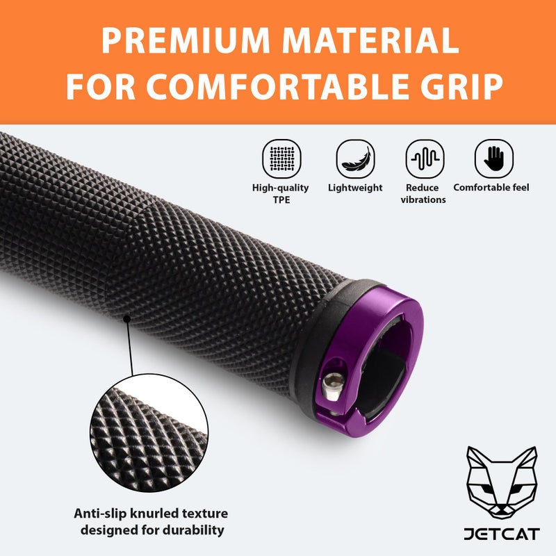 JETCAT Bike Grips, Bike Handlebar Grips, Mountain Bike Grips Handlebar, MTB Grips, Bicycle Grips BMX Grips, Bicycle Handlebar Grips Handles for Adults. Ebike, MTB, Scooter, Lock on, Black/Purple - Image 4