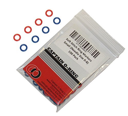 Captain O-Ring (100 Pack) Soft Stitch Ring Markers, Red & Blue (Small Size for Needle Sizes 0-8, for Knitting/Crochet/etc) - Image 4