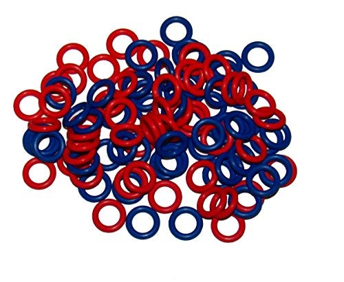 Captain O-Ring (100 Pack) Soft Stitch Ring Markers, Red & Blue (Small Size for Needle Sizes 0-8, for Knitting/Crochet/etc) - Image 1