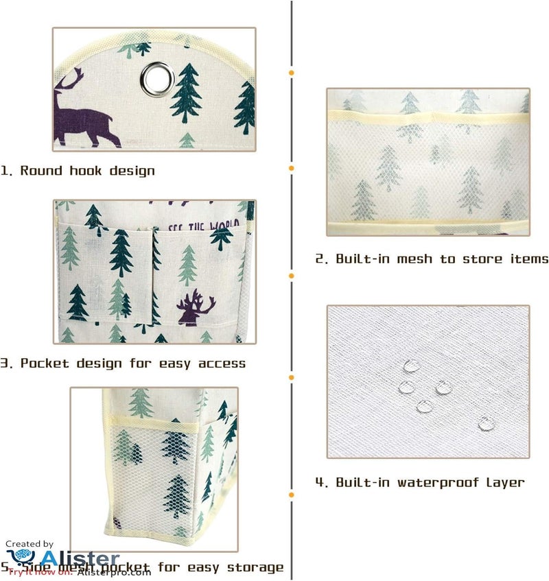 Wall Mounted Storage Bag, Waterproof Linen Fabric Hanging Organizer with Three Pockets, Foldable Baskets for Kids Room, Bathroom, Bedroom, Now in Al-Israa ((2 Organizers)) - Image 4