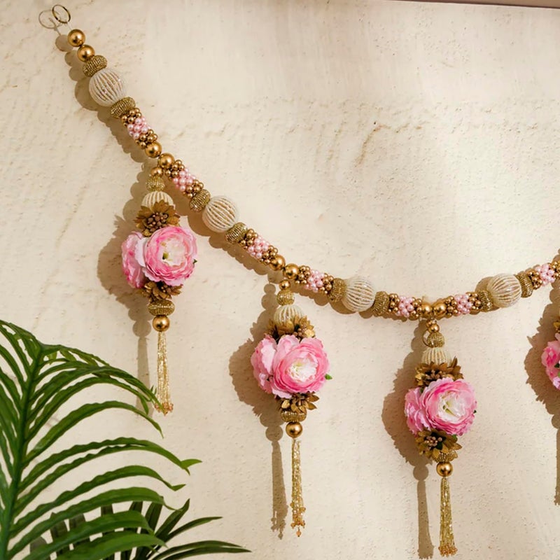 Kaameri Bazaar تُران تقليدي مصنوع يدويًا من كامييري بازار مع خيوط ذهبية وخرز لتزيين ديwali الهندية | بندروال | تُران، 107 سم - Image 3