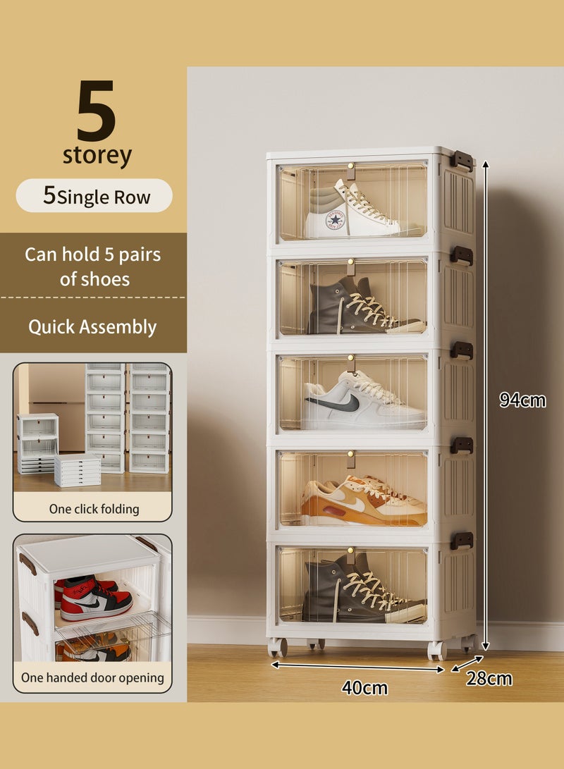 كونسيبت هوم ادراج تخزين 5 دور قابلة للطي بلاستيك ابيض / شفاف - Image 2