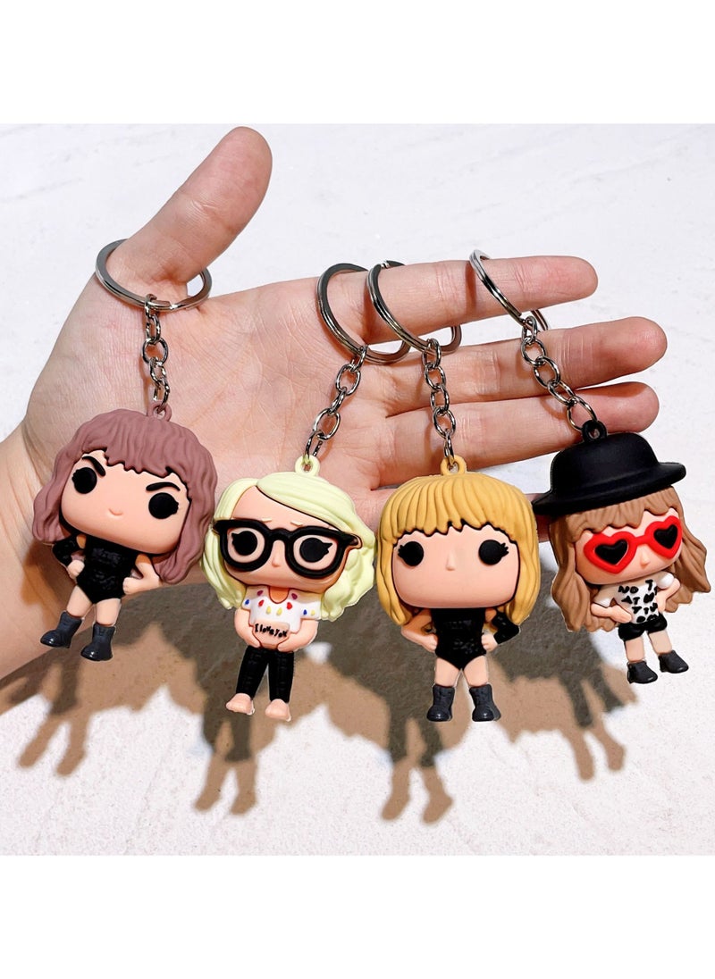 Taylor Swift - 4 Pcs American Pop Singing Star Taylor Swift Cartoon Keychain - Image 1