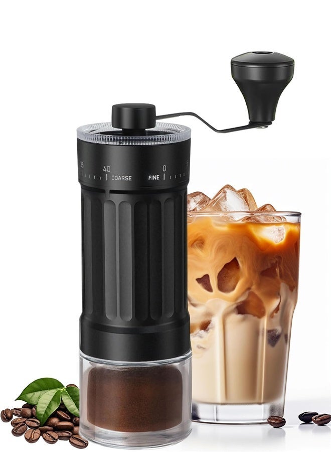 سعيد مطحنة قهوة يدوية مع نتوءات سيراميك، مطحنة إسبريسو يدوية بمقبض يدوي للتقطير الخشن والصب الناعم، صغيرة محمولة للسفر والتخييم، هادئة وقابلة للتعديل مع إعدادات طحن - Image 1