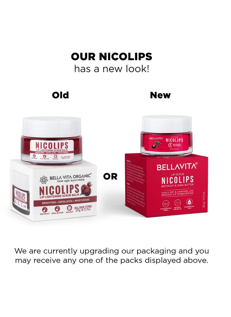 Bella Vita - Bella Vita Organic NicoLips Lip Scrub Balm Brightening Dark Lips for Men and Women Dry Lips/Smoker/Chapped Lip & Lipstick Stains Removal Lipcare, 20 g - Image 1