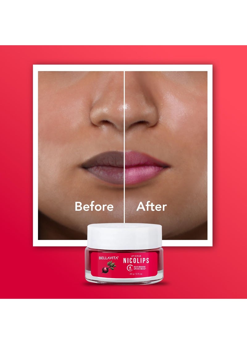 Bella Vita - Bella Vita Organic NicoLips Lip Scrub Balm Brightening Dark Lips for Men and Women Dry Lips/Smoker/Chapped Lip & Lipstick Stains Removal Lipcare, 20 g - Image 1