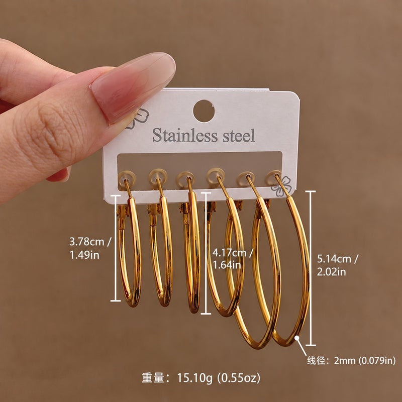 Geometric Stainless Steel Earrings - Bold, Fashionable, and Luxurious