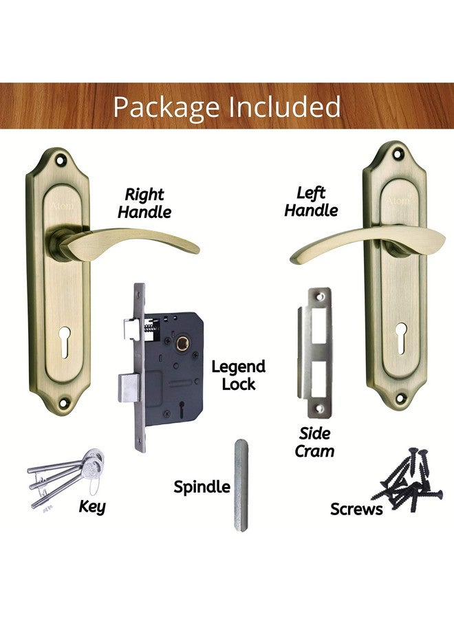 ATOM Atom Heavy Duty Mortise Door Lock for Bedroom, Living Room, Main Door, Brass Antique Finish | 3 Keys | 6 Lever Double Stage Lockset for House Hotel Office(509KY)  - Image 1