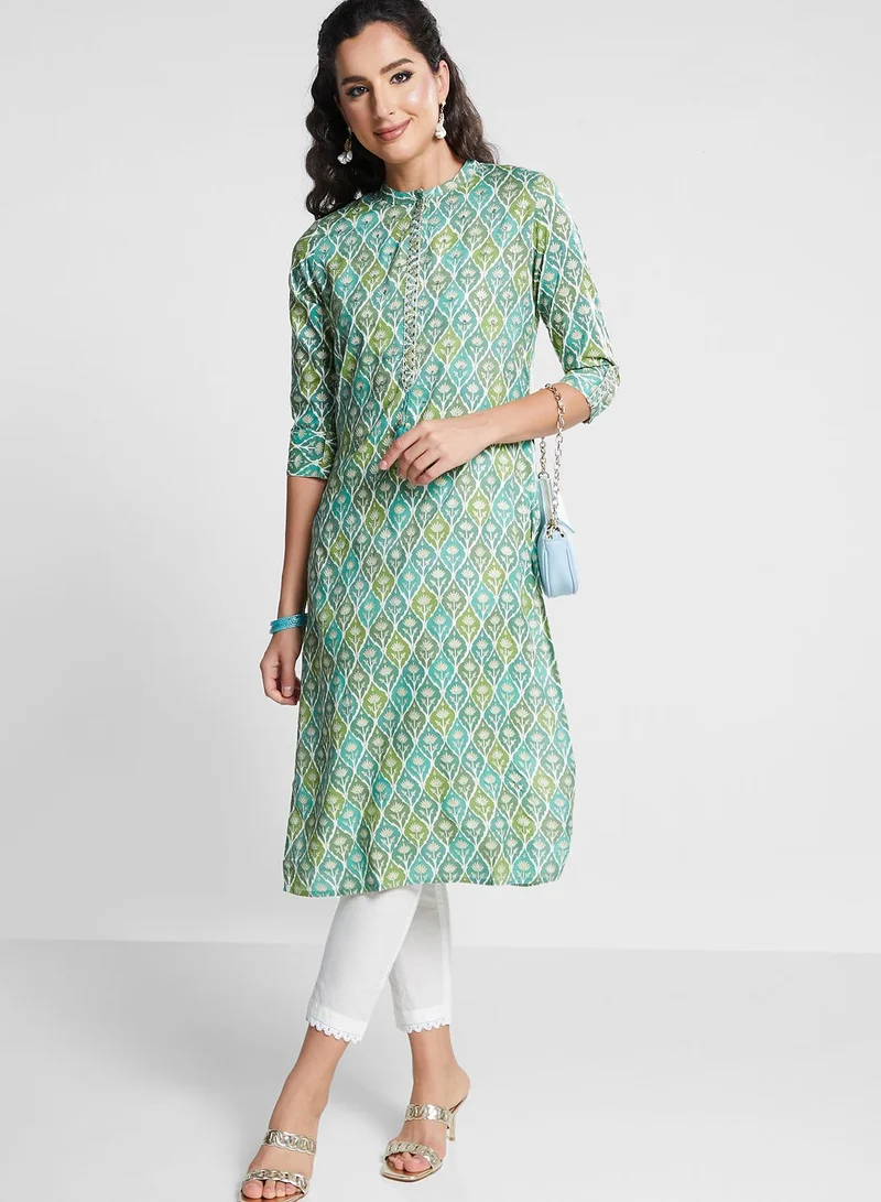 indya Embroidered Tie Detail Kurti