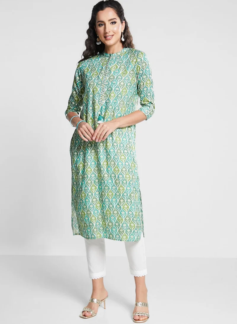 indya Embroidered Tie Detail Kurti