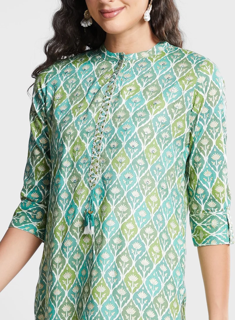 indya Embroidered Tie Detail Kurti