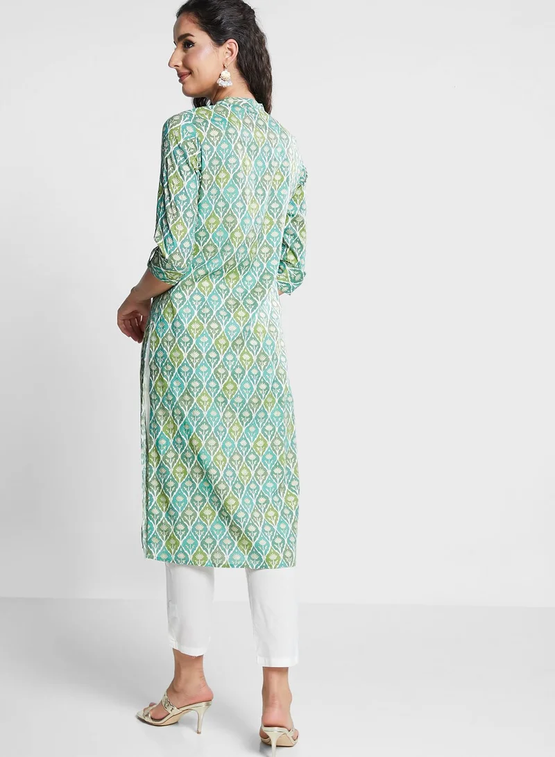 indya Embroidered Tie Detail Kurti