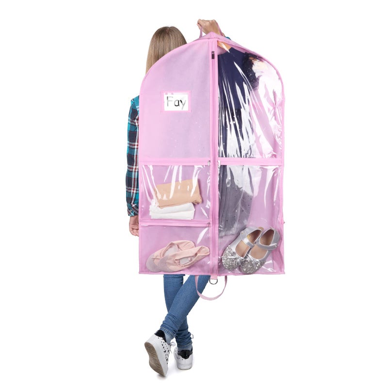 Zilink 40" Dance Garment Bags for Dancers Clear Garment Bags for Dance Costume with 5 Clear Zipper Pockets Stable Buckles and Carry Handles for Dance Competition Closet Storage, Set of 3 - Image 5